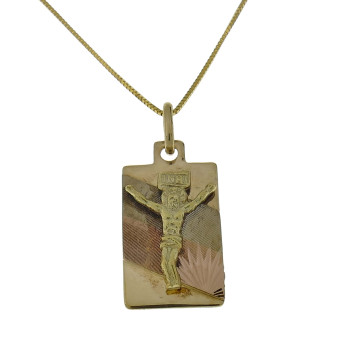 Religious pendant - Jesus, yellow and red gold 14 kt