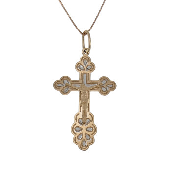 Christian cross pendant, 14k red gold