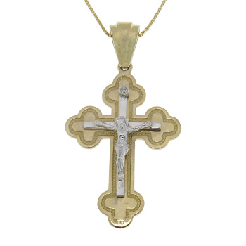Christian cross, 14K yellow and white gold with diamonds