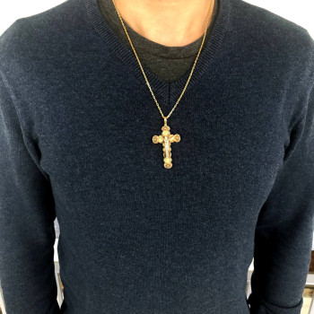 Christian cross pendant, 14k red and white gold