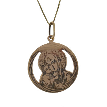 Gold pendant - Virgin and Child, red gold 14 kt