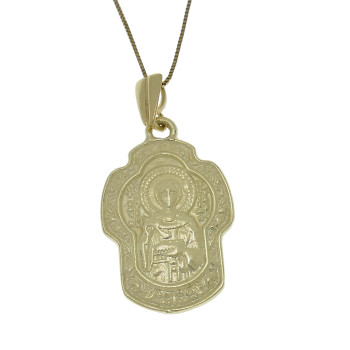Gold pendant - St. Panteleimon the healer, 14k yellow gold