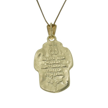 Gold pendant - St. Panteleimon the healer, 14k yellow gold