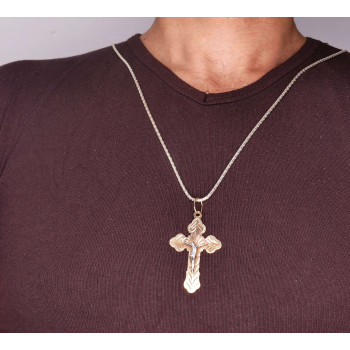 Christian cross pendant, 14k red and white gold