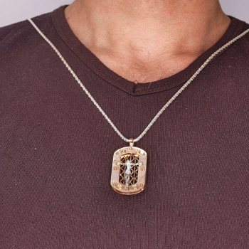 Christian cross pendant, 14k red and white gold