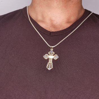 Christian cross pendant, 14k red and white gold