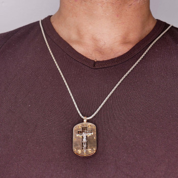 Christian cross pendant, 14k red and white gold