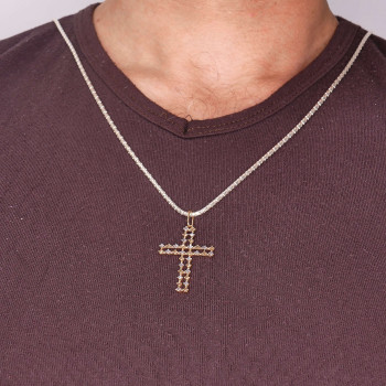 Christian cross pendant, 14k red and white gold