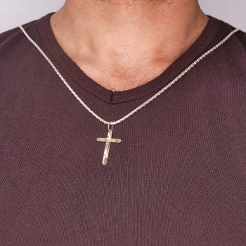 Christian cross pendant, 14k red and white gold
