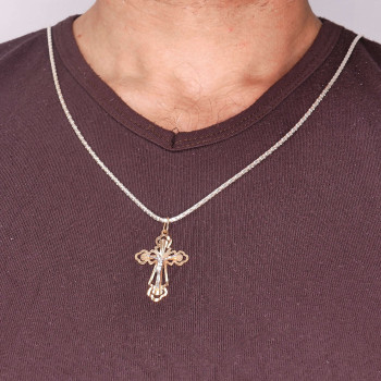 Christian cross pendant, 14k red and white gold