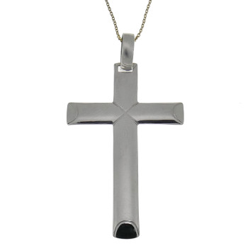 Pendant - Christian cross, 14K white gold
