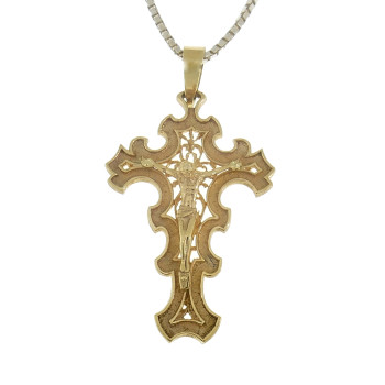 Christian cross pendant, 14k red gold
