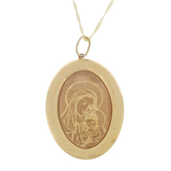 Gold pendant - Virgin and Child, 14K red gold