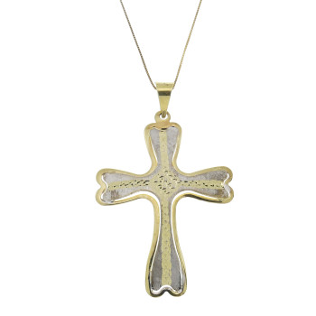 Christian cross, 14K yellow and white gold