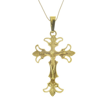Christian cross pendant, 14k red gold