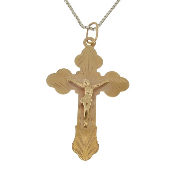 Christian cross pendant, 14k red gold