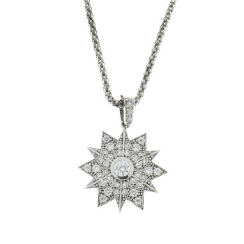 Gold pendant - Star of Bethlehem, 14K white gold with cubic zirconia