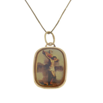 Gold pendant - Jesus, 14K yellow gold