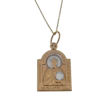 Gold pendant - Saint Nicholas, 14K red gold