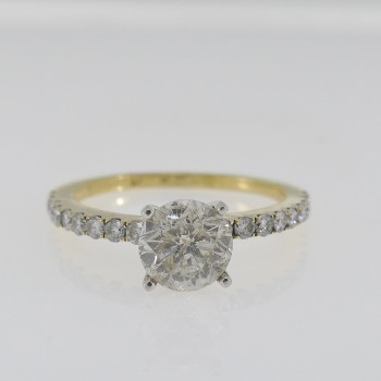 Engagement ring, 14 kt yellow gold with diamonds