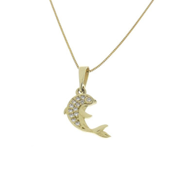 Pendant for a child - dolphin, yellow gold 585 14 carats