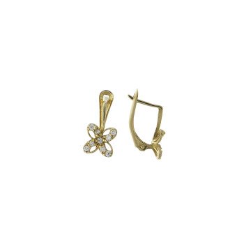 Earrings for girls - flower, yellow gold 14 kt