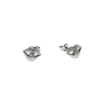 Earrings for girls - lips, white gold 14 kt