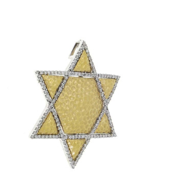 תליון זהב - מגן דוד, זהב צהוב עם יהלומים, משקל 4.36 גרם