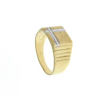 Gold men`s ring, yellow and white gold