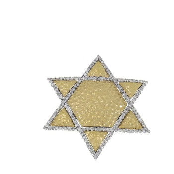 תליון זהב - מגן דוד, זהב צהוב עם יהלומים, משקל 4.36 גרם