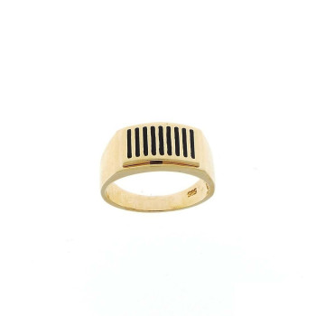 Gold men`s ring, yellow gold, black onyx