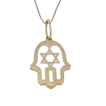 תליון זהב - חמסה, זהב אדום 14 קראט עם זירקונים