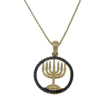 תליון - מנורה, זהב צהוב 14 קראט עם זירקוניה