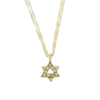 תליון - מגן דוד, זהב צהוב עם יהלומים