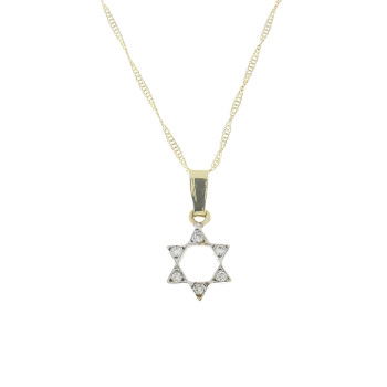 תליון - מגן דוד, זהב צהוב 14 קראט עם יהלומים