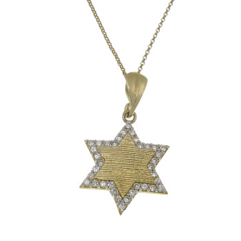 תליון - מגן דוד, זהב צהוב 14 קראט, אורך - 2.6 ס"מ