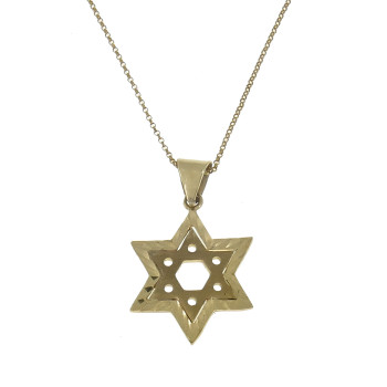 תליון - מגן דוד, זהב צהוב 14 קראט, אורך - 2.5 ס"מ