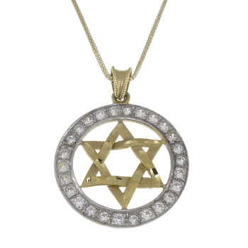 תליון - מגן דוד, זהב צהוב עם זירקוניה