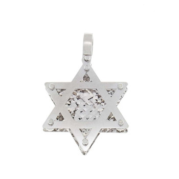 תליון - מגן דוד, זהב לבן 585, אורך - 3.5 ס"מ