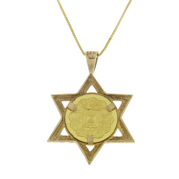 תליון - מגן דוד, זהב צהוב 14 קראט