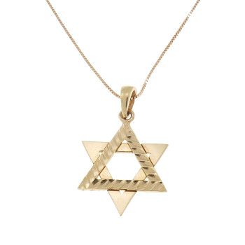 תליון - מגן דוד עם שרשרת, זהב אדום 14 קראט, אורך 50 ס"מ