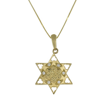 תליון - מגן דוד, זהב צהוב 14 קראט