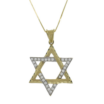מגן דוד, זהב צהוב 14 קראט עם זירקוניום