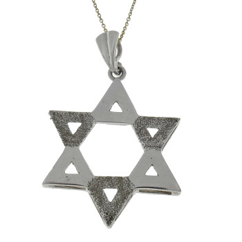תליון - מגן דוד, זהב לבן 14 קראט