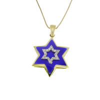 תליון - מגן דוד, זהב צהוב 14 קראט עם יהלומים