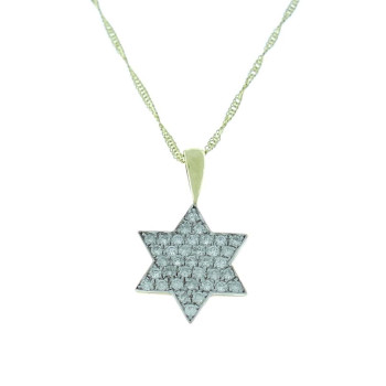 תליון - מגן דוד, זהב צהוב 14 קראט עם יהלומים