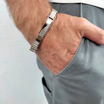 Men's bracelet, 14k white gold, length 21.5 cm