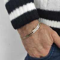 Men's bracelet, 14K yellow and white gold, length 21 cm