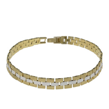 Men's bracelet, 14K yellow and white gold, length 21 cm
