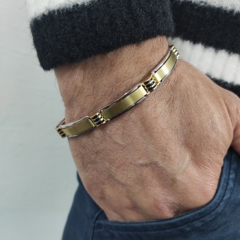 Men's bracelet, 14K yellow and white gold, length 21.5 cm